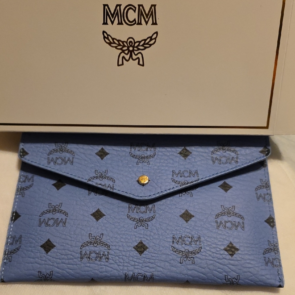 MCM Sky Blue Monogram Clutch